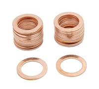 sourcing map 14mm Diámetro Interior Juntas De círculos Planos Sellados Arandelas De Aplastamiento De Cobre 30Pcs
