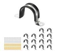 sourcing map 15 abrazaderas de correa de tubo, 40 mm, abrazadera de cable de goma acolchada de goma 304 de acero inoxidable 304, soporte de tubo con tornillos para gestión de cables HVAC de tuberías