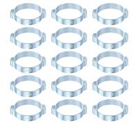 sourcing map 15 abrazaderas de manguera de doble oreja de 34-37 mm de acero galvanizado de doble oreja, anillos de crimpado para conexiones de tubo de línea de combustible, color plateado