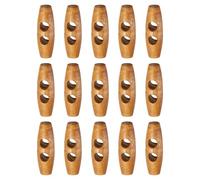 sourcing map 15 botones de palanca de madera de 35 mm con doble agujero de madera de cuerno de olivo, botones de costura para abrigos, suéteres, ropa, manualidades, color marrón medio