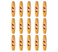 sourcing map 15 botones de palanca de madera de 55 mm con doble agujero de madera de cuerno de olivo, botones de costura para abrigos, suéteres, ropa, manualidades, color beige