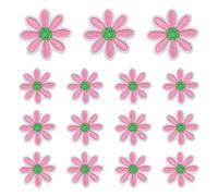 sourcing map 15 parches termoadhesivos con diseño de margaritas, 3 cm, bonitos parches bordados para reparar ropa, mochila, decoración de zapatos, color rosa
