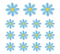 sourcing map 15 parches termoadhesivos con diseño de margaritas, 3 cm, bonitos parches bordados para reparar ropa, mochila, zapatos, decoración, color azul