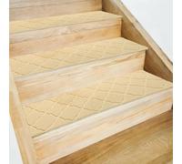 sourcing map 15 peldaños antideslizantes para peldaños de madera, 8 x 30 pulgadas, lavables, reutilizables, antideslizantes, para ancianos, color beige a cuadros