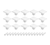 sourcing map 15 pomos cuadrados para gabinete, 1.2 pulgadas, cuadrados, de aleación de aluminio, tiradores de cajón sólidos para armarios de cocina, dormitorio, tocador, armario, color plateado