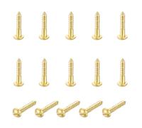sourcing map 15 tornillos de latón, M2,5 x 12 mm, cabeza redonda ranurada sólida, tornillos autorroscantes para madera, reparación de muebles, marcos de fotos, paneles de yeso, electrodomésticos