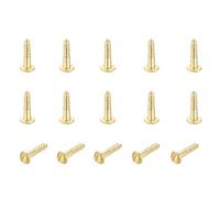 sourcing map 15 tornillos de latón, M3 x 12 mm, cabeza redonda ranurada sólida, tornillos de madera autorroscantes para carpintería, reparación de muebles, marcos de fotos, paneles de yeso