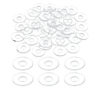 sourcing map 150 arandelas planas de PVC M2, arandelas lisas transparentes de 2 mm de diámetro interior de 5 mm de diámetro exterior de 0,5 mm de grosor, espaciadores planos redondos para tornillos