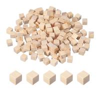 sourcing map 150 bloques de madera, bloque cuadrado de madera natural de 0.4 pulgadas, cubo de madera sin terminar para manualidades, proyectos de arte, pintura, decoración, natural
