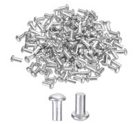 sourcing map 150 remaches de aluminio sólido con cabeza de brasero, M3 de diámetro x 6 mm de longitud, remaches de aluminio de cabeza redonda para reparación de barcos, maquinaria, aviones, industria