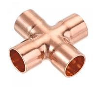 sourcing map 15mm x 1mm 4 Vías Cobre Extremo Alimentación Igual Cruz Tubería Accesorio para HVAC