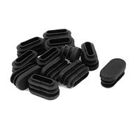 sourcing map 15mm x 30mm Plástico Forma Ovalada Apoya Taza Tubo Inserción Negro 12 Pc