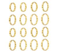 sourcing map 16 anillos de acero inoxidable, 4 mm, lisos, tamaño 6/7/8/9/10/11/12/13, curvas de boda cepilladas mate para hombres y mujeres, color dorado