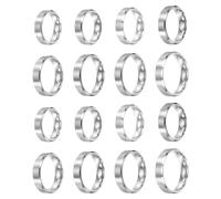 sourcing map 16 anillos de acero inoxidable, 6 mm, lisos, tamaño 6/7/8/9/10/11/12/13, curvas de boda cepilladas mate para hombres y mujeres, color plateado