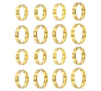 sourcing map 16 anillos de acero inoxidable, 6 mm, lisos, tamaño 6/7/8/9/10/11/12/13, curvas de boda cepilladas mate para hombres y mujeres, color dorado