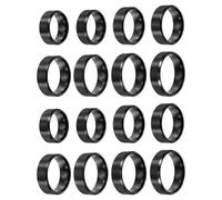 sourcing map 16 anillos de acero inoxidable, 8 mm, lisos, tamaño 6/7/8/9/10/11/12/13, curvas de boda cepilladas mate para hombres y mujeres, color negro