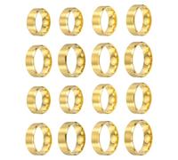 sourcing map 16 anillos de acero inoxidable, 8 mm, lisos, tamaño 6/7/8/9/10/11/12/13, curvas de boda cepilladas mate para hombres y mujeres, color dorado