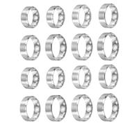 sourcing map 16 anillos de acero inoxidable, 8 mm, lisos, tamaño 6/7/8/9/10/11/12/13, curvas de boda cepilladas mate para hombres y mujeres, color plateado
