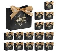 sourcing map 16 bolsas de regalo de agradecimiento con cintas de color champán, bolsas de regalo de fiesta de 4 x 2 x 4 pulgadas, bolsas de regalo para graduación, negocios, compras, bodas, fiestas,