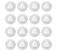 sourcing map 16 botones de perlas de imitación de diamantes de imitación, 18 mm, botón vintage de moda, adornos redondos para coser en ropa, suéter, abrigos, trajes, decoración de punto, color