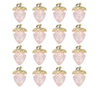 sourcing map 16 dijes de fresa de 31 x 23 mm, acrílicos, diseño de fresa en 3D, decoración para hacer joyas, aretes, collares, pulseras, manualidades, color rosa transparente