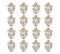 sourcing map 16 dijes de fresa de 31 x 23 mm, acrílicos, diseño de fresa en 3D, decoración para hacer joyas, aretes, collares, pulseras, manualidades, color azul transparente