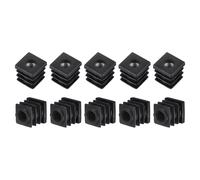 sourcing map 16 insertos para tubos cuadrados con rosca M6, para tubo cuadrado OD de 0.63 x 0.63 pulgadas, cuadrado de plástico negro ajustable, tapas de extremo de silla, tapones de patas de muebles