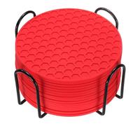 sourcing map 16 posavasos de silicona con soporte, posavasos redondos de 4 pulgadas para bebida, antideslizantes, antiadherentes, resistentes al calor, lavables para tazas, protección de mesa