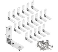 sourcing map 16 soportes de esquina en forma de L de 1.6 x 1.6 x 0.6 pulgadas, acero inoxidable, ángulo de 90 grados, cierre de esquina derecha con 64 tornillos para estantes, gabinetes, sillas