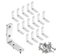 sourcing map 16 soportes de esquina en forma de L de 2 x 2 x 0.6 pulgadas, acero inoxidable, ángulo de 90 grados, cierre de esquina derecha con 64 tornillos para estantes, gabinete, silla, cajón