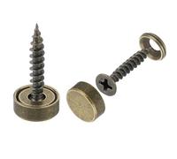 sourcing map 16 tornillos decorativos de latón con tapas, tornillos de espejo de 12 mm, tornillos autorroscantes para fijación de muebles, color bronce