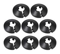 sourcing map 16mm Tubo Cubierta Decoración PP Radiador Escudo Agua Tubo Pared Cubierta Negro 8uds.