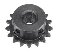 sourcing map 17 Dientes Piñón Tipo B Único Filamento 1/4" Paso, 10mm Calibre Negro Óxido C45 Carbono Acero con 2 Fijación Tornillos para ISO 04C