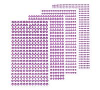 sourcing map 1792 Piezas 4 Hojas Pegatinas de Estrás Morado Claro 3/4/5/6 mm Gemas Adhesivas de Estrás para Decoración DIY Arte Facial Ojos Uñas Cabello Maquillaje