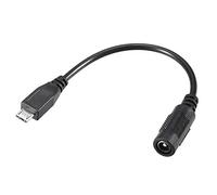 sourcing map 17cm DC Hembra Corriente Suministro 5.5x2.1mm Adaptador a Micro USB Enchufe Macho Cable 2Uds