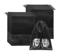 sourcing map 18 bolsas de viaje para zapatos no tejidas, organizadoras con cordón, a prueba de polvo, bolsas de almacenamiento de zapatos de viaje portátiles con ventana transparente para hombres y
