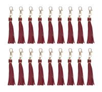 sourcing map 18 borlas de piel sintética, llavero de 5.9 pulgadas con mosquetón giratorio para hacer joyas, bolsos, manualidades de bricolaje, vino tinto