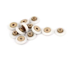 sourcing map 18mm Dia Corredizo Poleas espectáculo de vidrio puerta Rodillos Ruedas Runners 12pcs