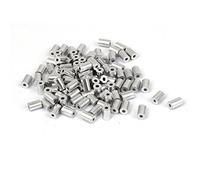 sourcing map 1mm 3/64" Manguitos De Aluminio para Cable De Acero Estilo Ovalado Color Plata 100 Pcs