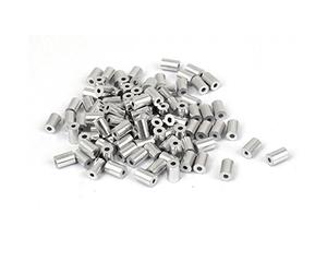 sourcing map 1mm 3/64" Manguitos De Aluminio para Cable De Acero Estilo Ovalado Color Plata 100 Pcs