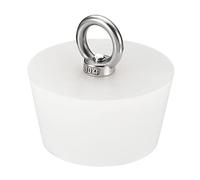 sourcing map 1Pcs Tapones de Goma Cónicos para Laboratorio, 55mm a 68mm Tapones de Goma Sólida con Anillo de Acero para Prueba Tubos, Agua Tubería, Drenaje Agujero, Blanco