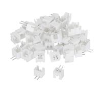 sourcing map 2,54mm Conector 2 Pasadores Macho Adaptador Recto Ángulo Pasadores Encabezado Blanco Zócalo para Cable a Placa Conexión, Paquete de 100