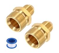 sourcing map 2 adaptadores de lavadora a presión, M22 de 14 mm macho a M14 macho, accesorios de conexión rápida, adaptador giratorio de boca convexa de latón con cinta selladora para mangueras de