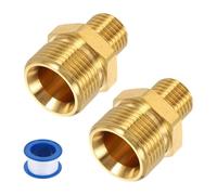 sourcing map 2 adaptadores de lavadora a presión, M22 de 14 mm macho a M14 macho, accesorios de conexión rápida, adaptador giratorio de boca plana de latón con cinta selladora para mangueras de lavado