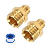 sourcing map 2 adaptadores de lavadora a presión, M22 de 14 mm macho a M14 macho, conexión rápida, adaptador giratorio de boca convexa de latón con cinta selladora para mangueras de lavado a presión