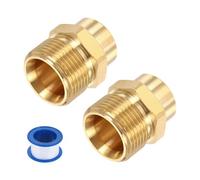 sourcing map 2 adaptadores de lavadora a presión, M22 de 15 mm macho a M14 hembra, accesorios de conexión rápida, adaptador giratorio de latón con cinta selladora para mangueras de lavado a presión