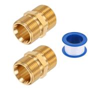 sourcing map 2 adaptadores de lavadora a presión, M22 de 15 mm macho a M22 de 15 mm macho, accesorios de conexión rápida, adaptador giratorio de latón con cinta selladora para mangueras de lavado a