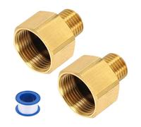 sourcing map 2 adaptadores de lavadora a presión, M22 hembra a M14 macho, accesorios de conexión rápida, adaptador giratorio de boca plana de latón con cinta selladora para mangueras de lavado a