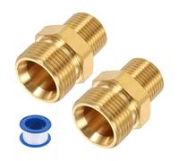 sourcing map 2 adaptadores de lavadora a presión, M22 macho de 14 mm a macho G3/8 pulgadas de conexión rápida, adaptador giratorio de boca plana de latón con cinta selladora para mangueras de lavado a