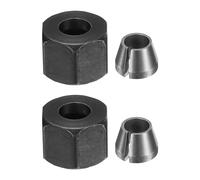 sourcing map 2 adaptadores de pinza de acero al carbono de 6,35 mm con tuercas M14, adaptador de portabrocas de conversión para carpintería, grabado CNC, color negro